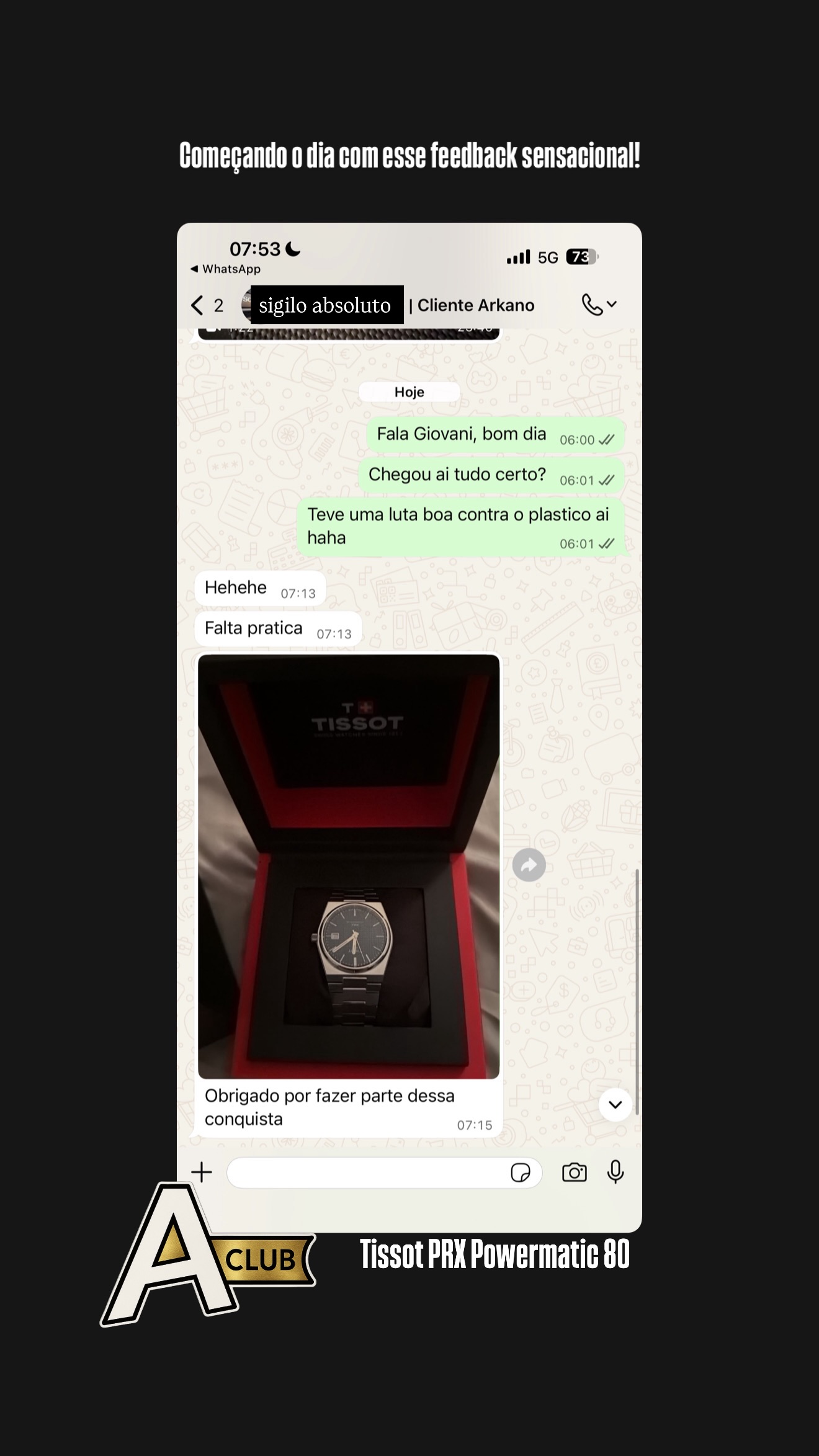 Depoimento de cliente do Arkano Club