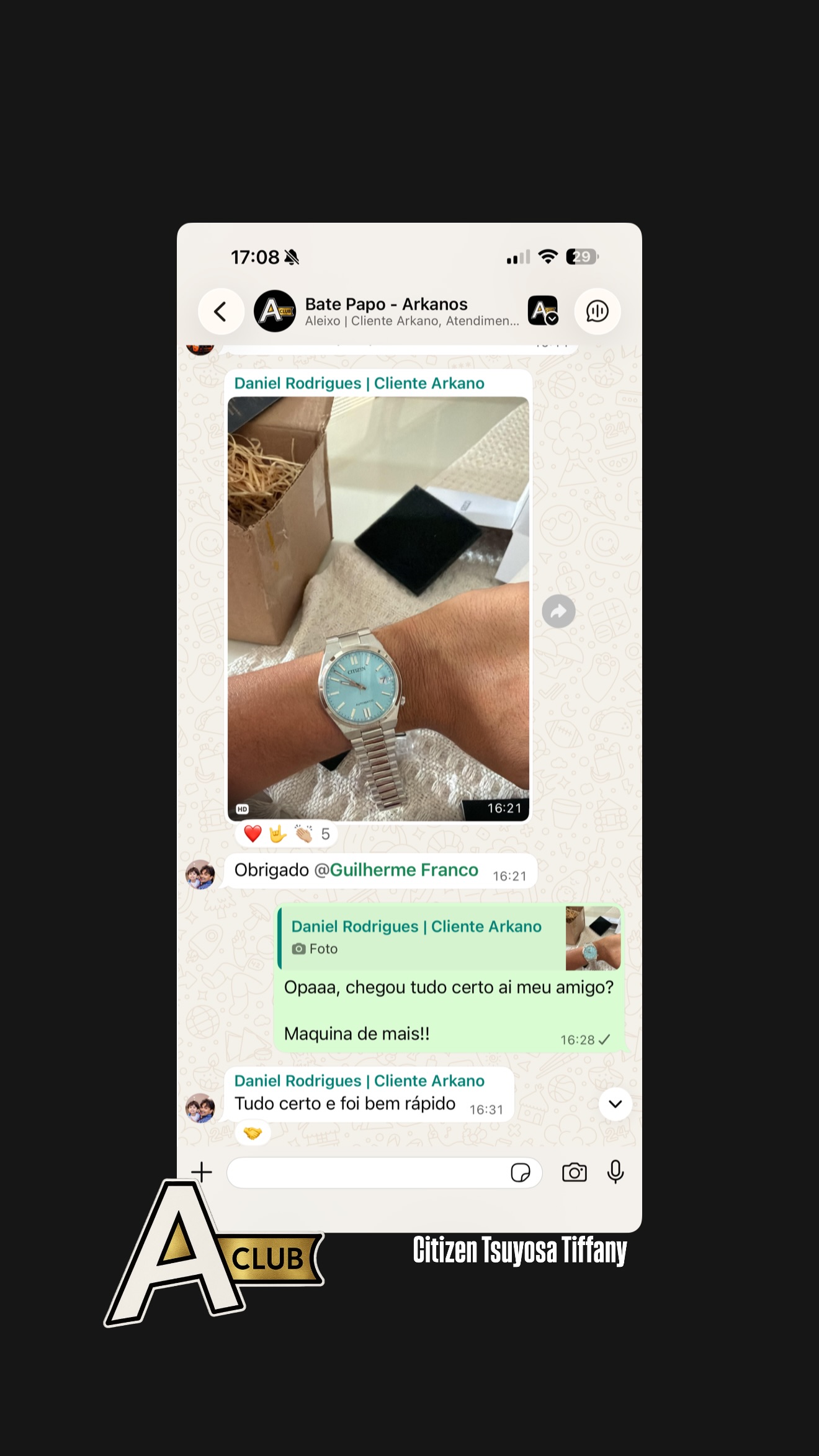 Depoimento de cliente do Arkano Club